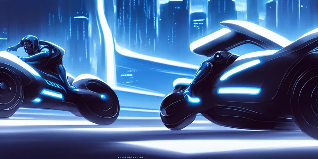 Image similar to tron legacy lightcycle, intricate, highly detailed, photorealistic, digital painting, artstation, realistic, illustration, smooth, sharp focus, art by scott davidson, albert aublet, krenz cushart, artem demura, mucha