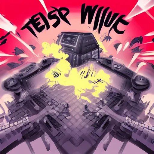 Prompt: EPIC and COOL and VERY ANGRY Dubstep cover art for COOL TEAROUT people who make ANGRY MACHINE GUN MUSIC and are TOTALLY COOL