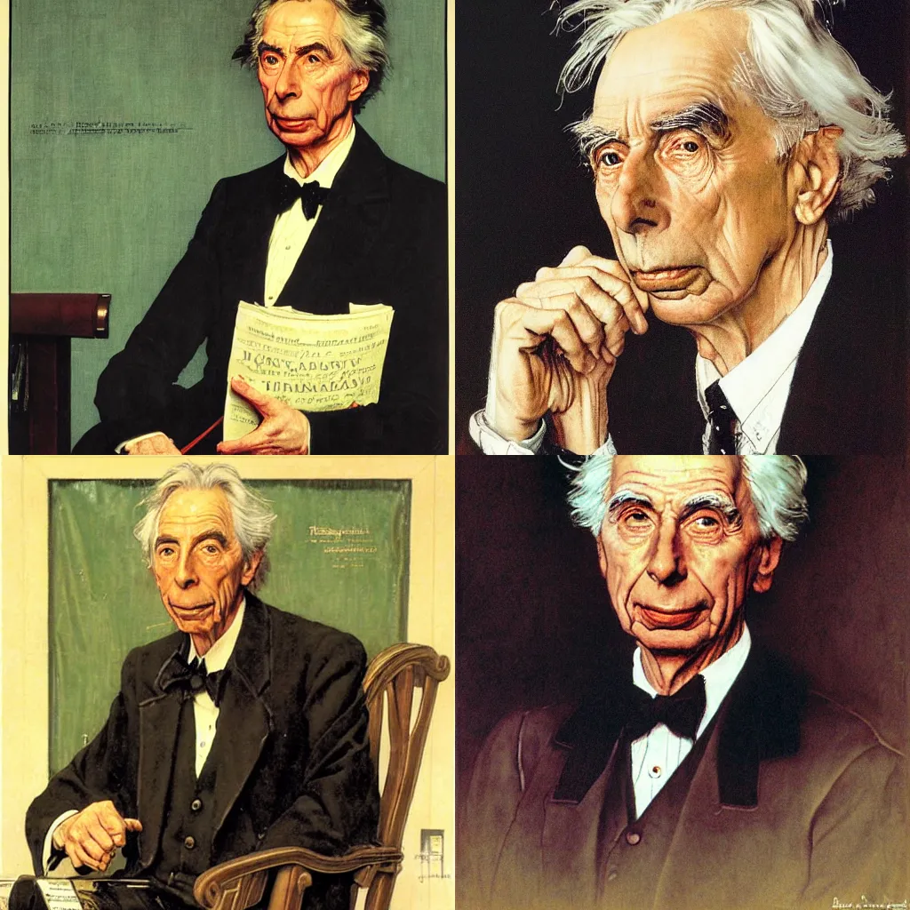 Prompt: portrait of bertrand russell, by norman rockwell