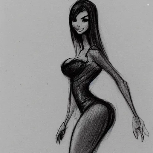 Image similar to milt kahl sketch of victoria justice with kim kardashian body