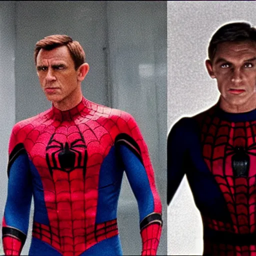 Image similar to James Bond as Spiderman , a film still