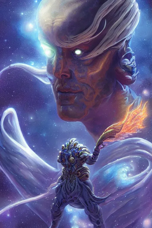 Prompt: beautiful oil painting with high detail of a wise Space ent made of stars and plasma, hybrid from dungeons and dragons and art direction by James Cameron ;by artgerm; wayne reynolds art station; cinematic quality character render; low angle; ultra high quality model; production quality cinema model