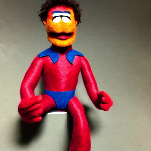 Image similar to omni - man as a muppet. highly detailed felt. hyper real photo. 4 k.