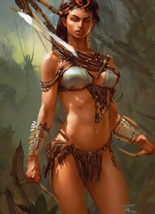 Image similar to A beautiful digital painting of an amazonian warrior, by Stanley Artgerm Lau, frank frazetta, Rossdraws, James Jean, gerald brom, Andrei Riabovitchev, Marc Simonetti, and Sakimichan, trending on artstation, SFW version