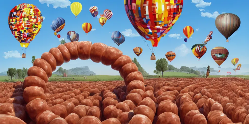 Image similar to Sausage parade balloon by Igor Morski, artstation, 8k, photorealism