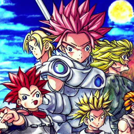 Prompt: Chrono Trigger SNES anime art