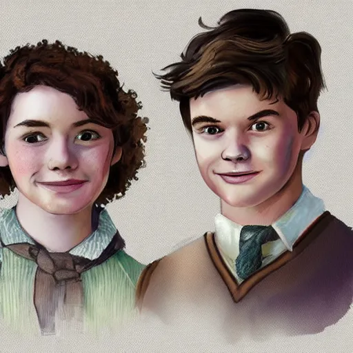 Image similar to Gilbert Blythe from anne with an e as college students, digital art