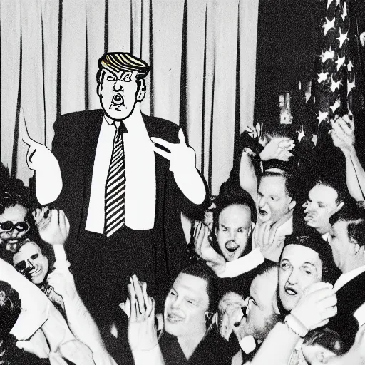 Prompt: studio photo of Trump in night club, by Leibowitz, detailed, photorealistic