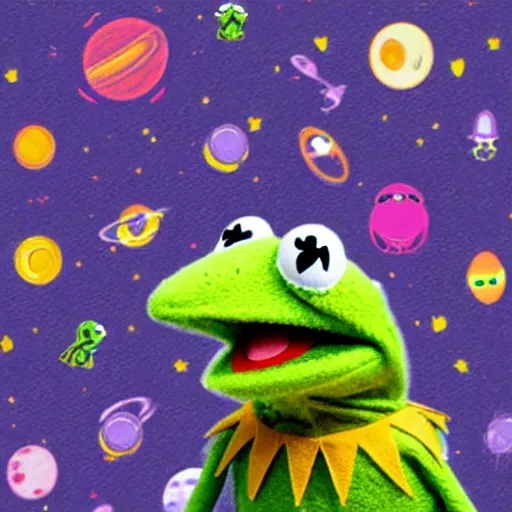 Image similar to Kermit the frog space overlord