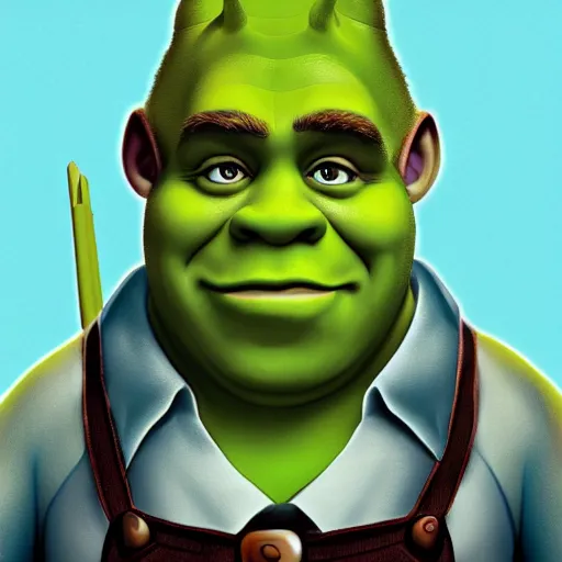 Image similar to Alex Jones appears as Shrek, digital painting, 4k, anime key visual, artstation, kuvshinov ilya