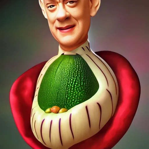 Image similar to tom hanks as an eggplant, realistic, 4 k, art germ