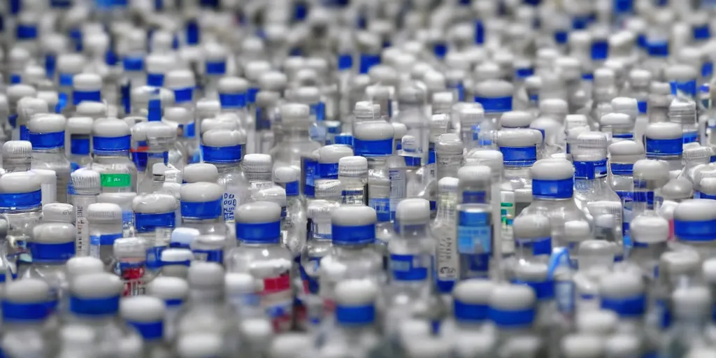 Prompt: a film still of prescription medicine bottles piling up in a vault, shallow depth of field, cinematic, award winning cgi, vfx, film still cfg _ scale : 1 8. 0