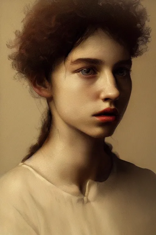 Prompt: a detailed realistic painting portrait of young luanne platter from king of the hill by alessio albi and rembrandt, in the style of rembrandt, photorealistic, vibrant colors, studio lighting, volumetric lighting, micro details