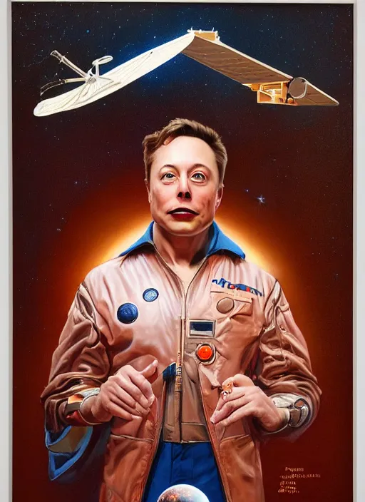 Image similar to ( ( ( portrait of elon musk ) ) ) by thomas blackshear, spacex, mars mission,