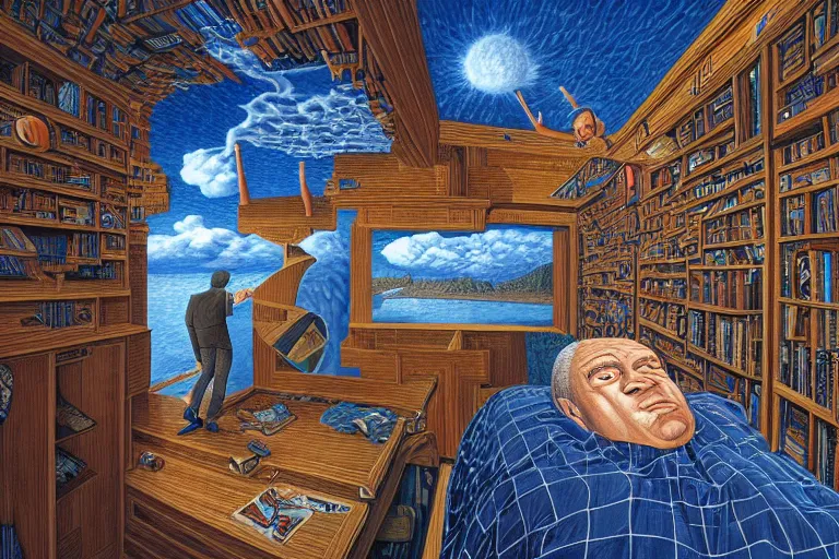 Image similar to inside the head of John Malcovich, by Rob Gonsalves