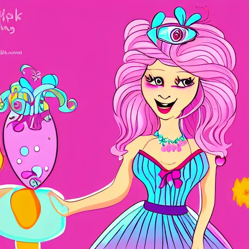 Prompt: pinkalicious, illustration, 2 d, cartoon, animated