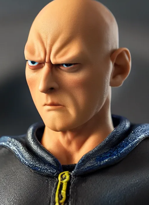 Prompt: Realistic miniature of saitama on a studio shot, close up, portrait, movie shot, cinematic perspective, full hd, Vibrant colors