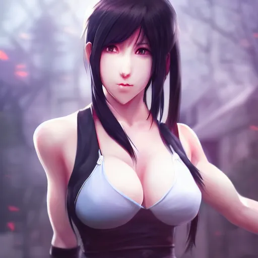 Prompt: high quality art of tifa lockhart by wlop, rossdraws, mingchen shen, bangkuart, sakimichan, yan gisuka, jeongseok lee, artstation, 4k