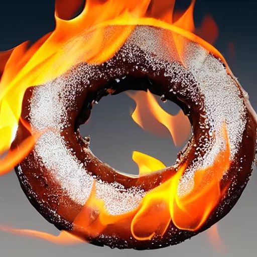 Image similar to fire on a donut