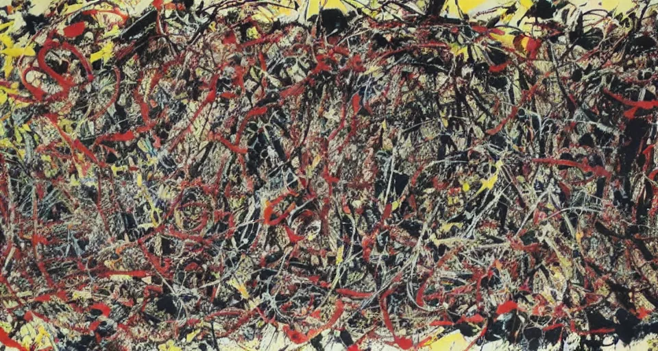 Prompt: contemplating wishes, Jackson Pollock, 4K, on canvas