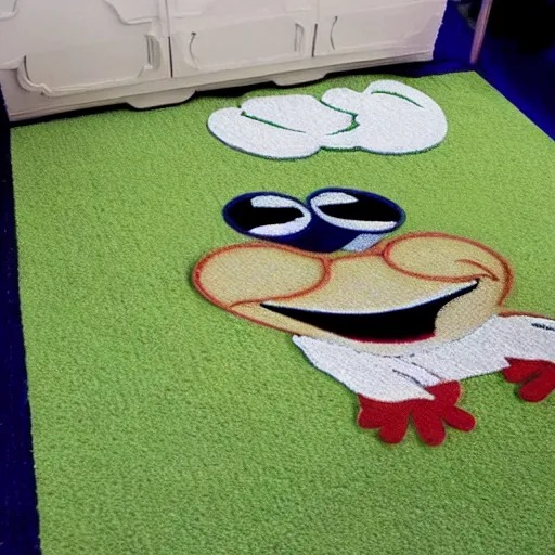 Image similar to pepe the frog as carpet deco