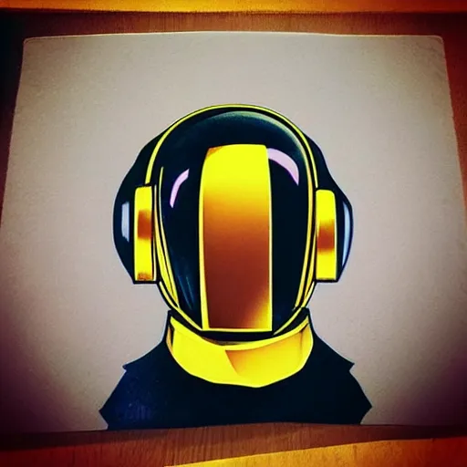 Prompt: “portrait of figure wearing a Daft Punk. Art in the style of Naruto.”