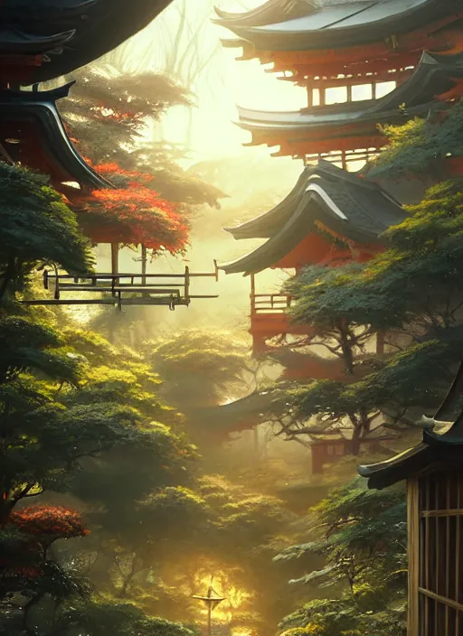 Image similar to Highly detailed small japanese house, Stephen Bliss, unreal engine, fantasy art by Greg Rutkowski, Loish, Rhads, ferdinand knab, Makoto Shinkai and Lois van baarle, ilya kuvshinov, rossdraws, Tom Bagshaw, alphonse mucha, global illumination, radiant light, detailed and intricate environment