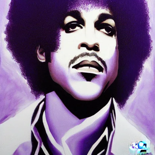 Prompt: Portrait of Prince in Purple Rain by Gustavo Dore