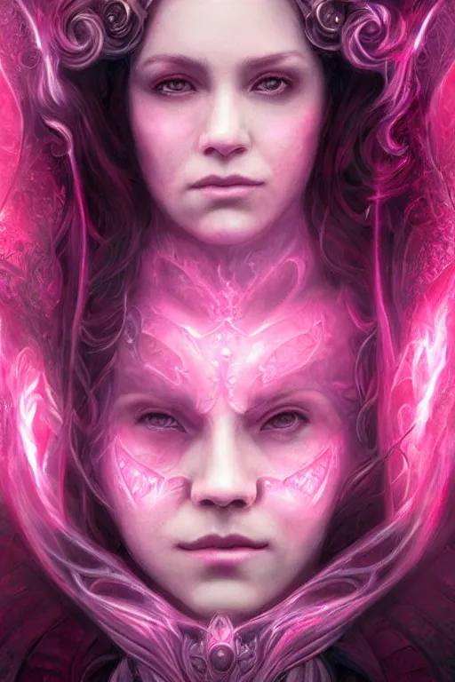 Image similar to Majestic and regal portrait of a female Pink Lantern, DC universe, Perfect face, beautiful, intricate, epic, elegant, menacing, fantasy, highly detailed, digital painting, hard focus, beautiful volumetric lighting, epic light, ultra detailed, Horror, souls, ghosts, smoke by Leesha Hannigan, Ross Tran, Thierry Doizon, Kai Carpenter, Ignacio Fernández Ríos