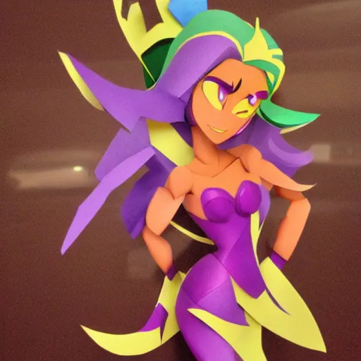 Image similar to a paper model of shantae, paper modeling art.