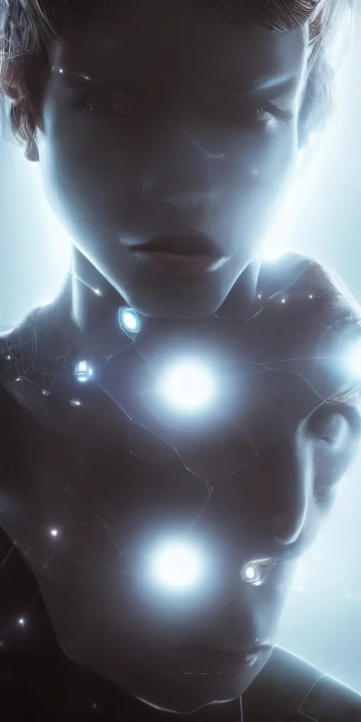 Image similar to artificial intelligence becomes alive, digital art, highly detailed, trending on artstation, lens flare, atmosphere, hyper realistic, cinematic lightning, sharp focus, extreme details perfect face, pretty face, fine - face, 8 k, ultra texture, masterpiece