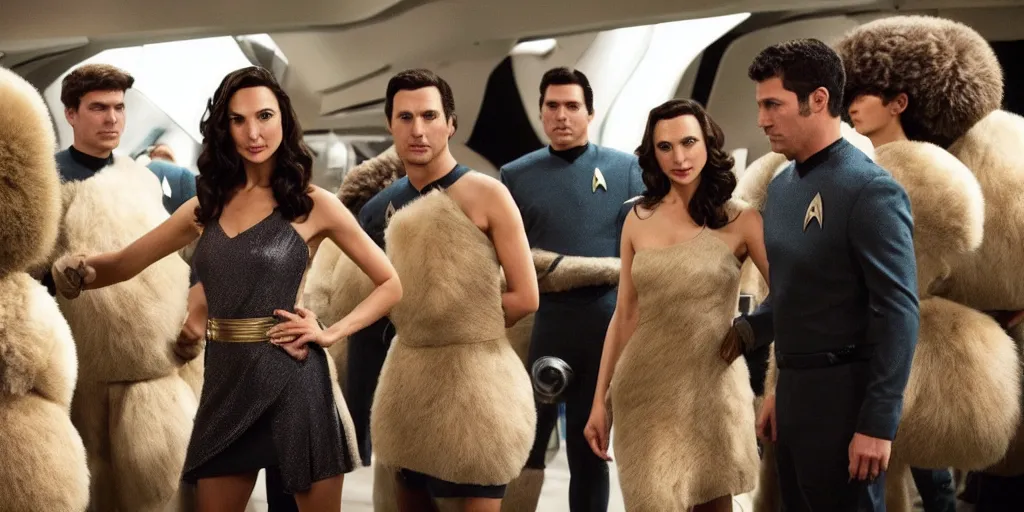 Image similar to Gal Gadot and Tribbles, Tribbles and more Tribbles in a scene in the next Star Trek movie