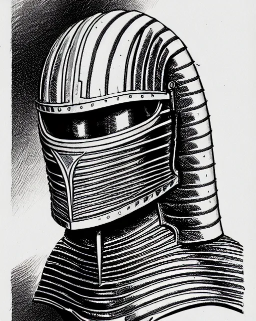 Image similar to a line drawing of an old knight by basil wolverton, trending on artstation, realistic rendering