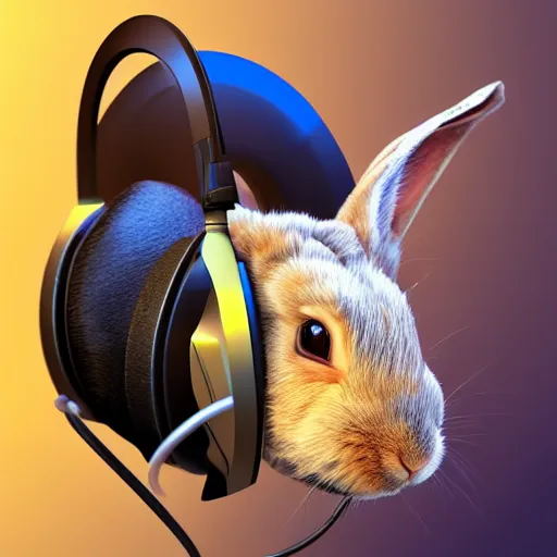 Image similar to a rabbit wearing k 7 0 1 headphones, photorealistic digital art