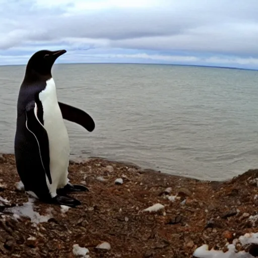 Image similar to skipper the penguin caught on trail cam