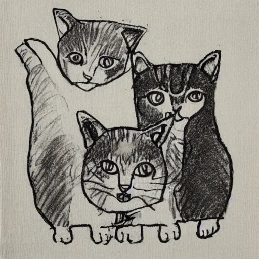 Image similar to One-line drawing on a napkin of cats and dogs living together