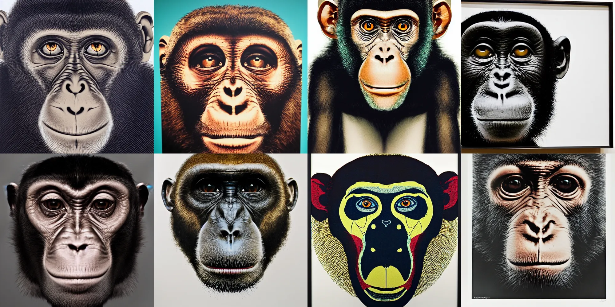 Prompt: portrait of a monkey as seen by Damien Hirst