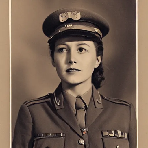 Image similar to portrait of a female german officer in 1 9 4 2