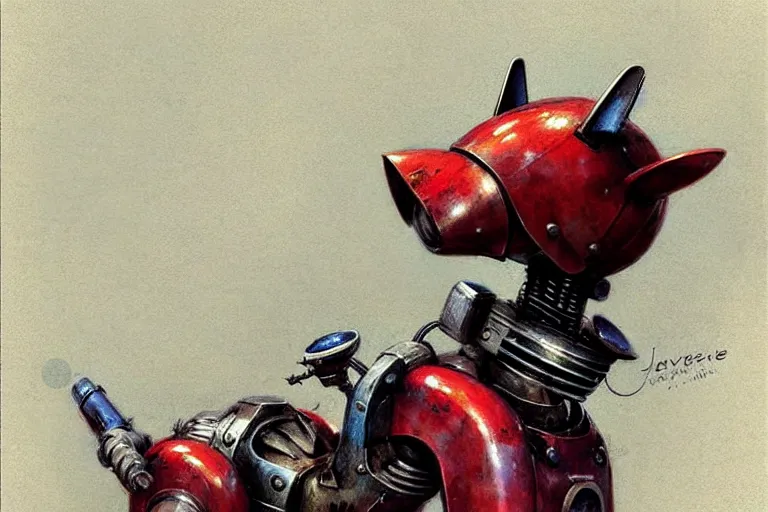 Image similar to adventurer ( ( ( ( ( 1 9 5 0 s retro future robot android dog. muted colors. ) ) ) ) ) by jean baptiste monge!!!!!!!!!!!!!!!!!!!!!!!!! chrome red