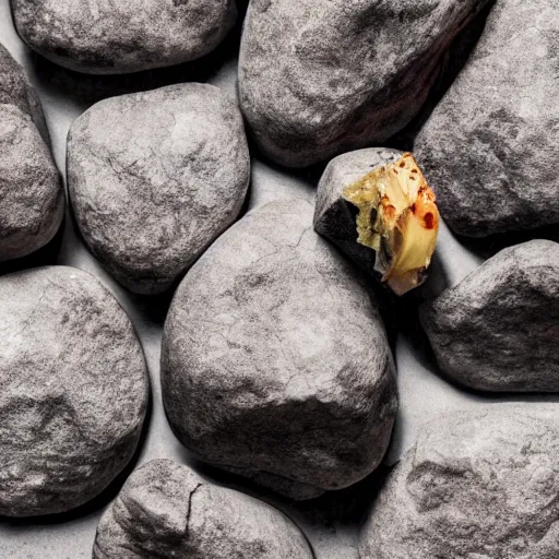 Image similar to high resolution photo of rocks, michelin star, very tasty, food photography, instagram, trending