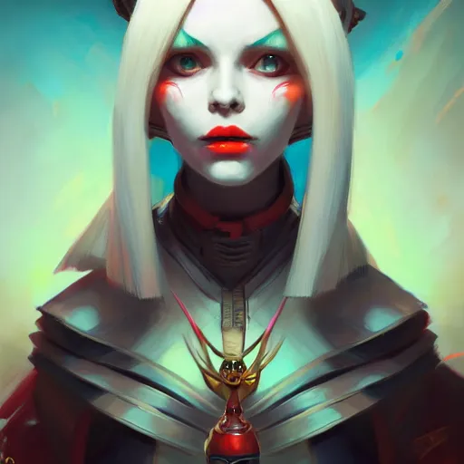 Prompt: portrait of jynx from arcane, art by pete mohrbacher and guweiz and ilya kuvshinov, digital art, highly detailed, intricate, sci - fi, sharp focus, trending on artstation hq, deviantart, unreal engine 5, 4 k uhd image