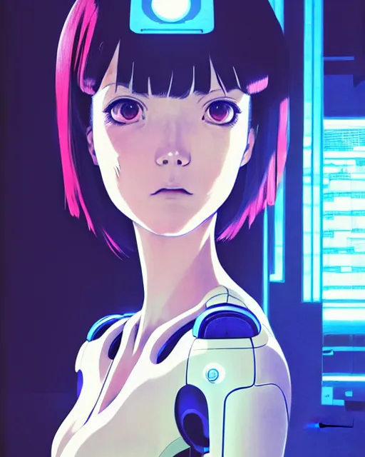 Image similar to girl wearing robotic suit, very anime, fine - face, audrey plaza, realistic shaded perfect face, fine details. anime. realistic shaded lighting poster by ilya kuvshinov katsuhiro otomo ghost - in - the - shell, magali villeneuve, artgerm, jeremy lipkin and michael garmash and rob rey