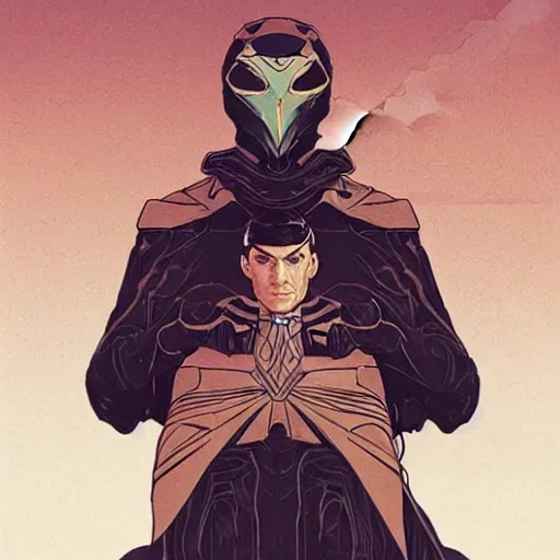 Prompt: dune themed majestic paul atreides prophet sketch by sachin teng, moebius, artgerm, alphonse mucha, masterpiece, organic painting, matte painting, futuristic geometrical drawing shapes, desert ambience, hard edges, graffiti, street art by sachin teng