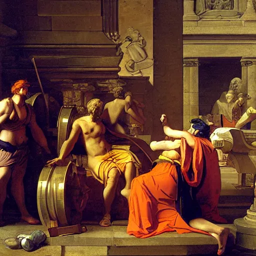 Prompt: Hephaestus at the Forge by Guillaume Coustou the Younger (Louvre)