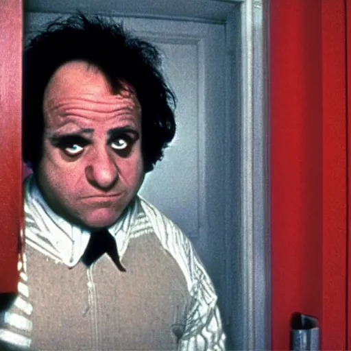 Prompt: Danny Devito as Jack, film still from the movie The Shining