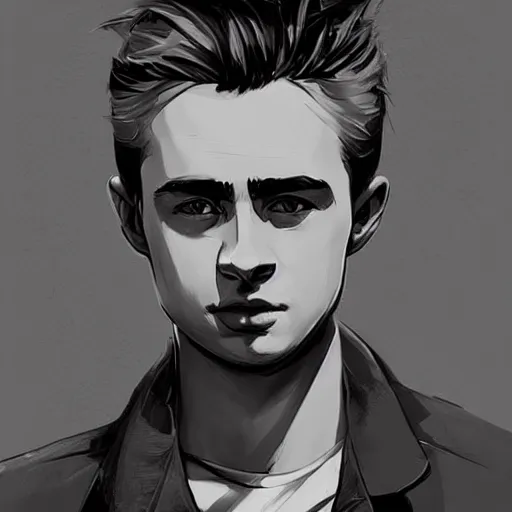 Image similar to a highly detailed epic cinematic concept art CG render digital painting artwork costume design: young James Dean as a formal socialist dystopian student in a school uniform. By Greg Rutkowski, Ilya Kuvshinov, WLOP, Stanley Artgerm Lau, Ruan Jia and Fenghua Zhong, trending on ArtStation, made in Maya, Blender and Photoshop, octane render, excellent composition, cinematic atmosphere, dynamic dramatic cinematic lighting, aesthetic, very inspirational, arthouse