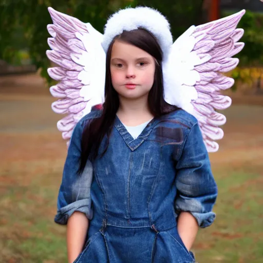 Image similar to an angel in teen clothes, fusing in the middle