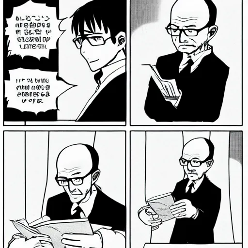 Image similar to Walter White reading Watamote manga