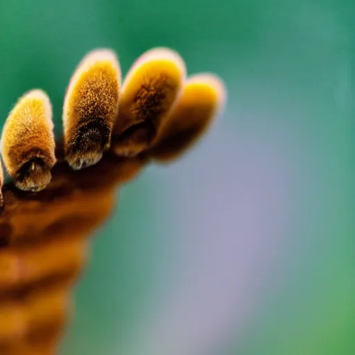 Prompt: close up macro photo of a dogs paw about to step on a bee