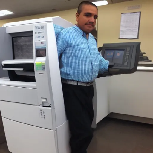 Prompt: a mexican on a photocopy machine